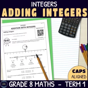 Adding integers worksheets for grade 8 term 1 integers