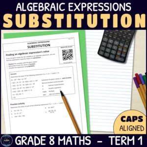 Substitution with algebra worksheets for grade 8 term 1 algebraic expressions