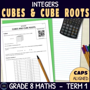 Cubes and cube roots worksheets for grade 8 term 1 integers