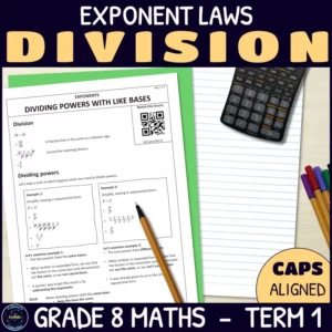 Multiplying powers with like bases worksheets for grade 8 term 1 exponents