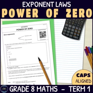 Power of Zero worksheets for grade 8 term 1 exponents