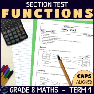 Functions section test for grade 8 term 1