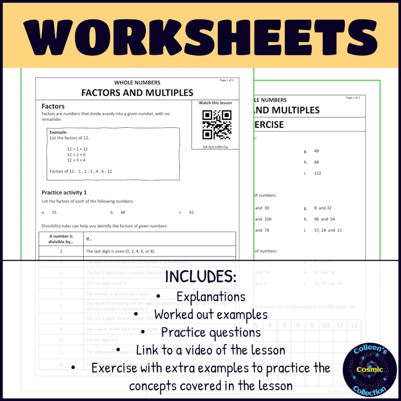 Grade 8 term 1 maths lessons and tests bundle worksheets