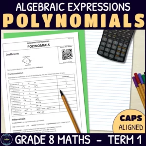 Polynomials in algebraic expressions worksheets for grade 8 term 1 algebraic expressions