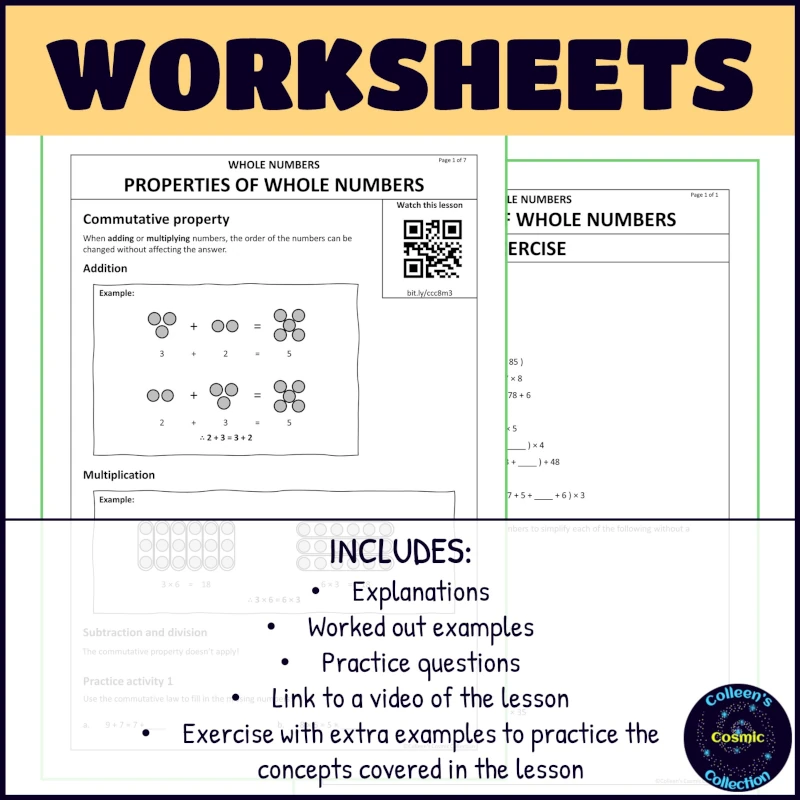 properties of whole numbers worksheets for grade 8 term 1 whole numbers worksheets