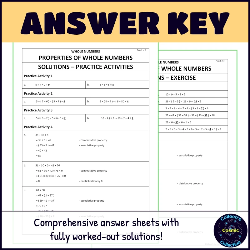 properties of whole numbers worksheets for grade 8 term 1 whole numbers answer key