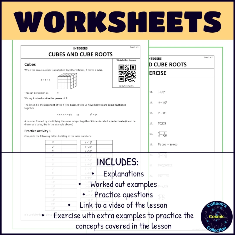 Roots with prime factorisation worksheets for grade 8 term 1 integers worksheets