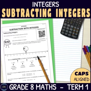 Subtracting integers worksheets for grade 8 term 1 integers