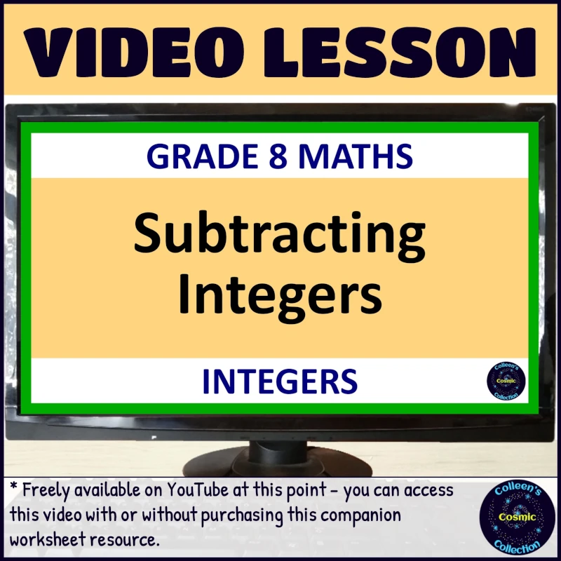 Subtracting integers worksheets for grade 8 term 1 integers video lesson