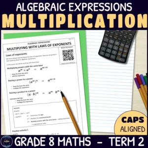 Multiplying Algebraic Expressions with laws of exponents lesson