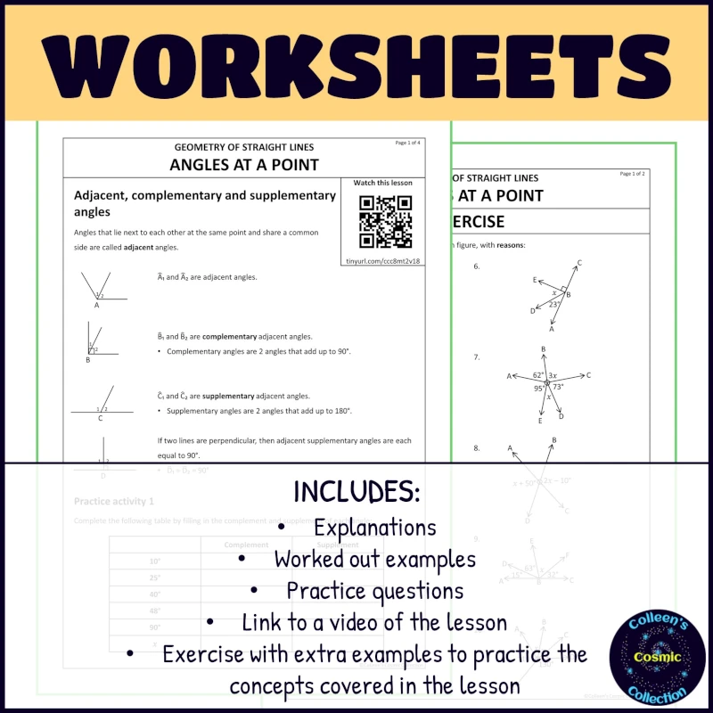 Angles at a point worksheets