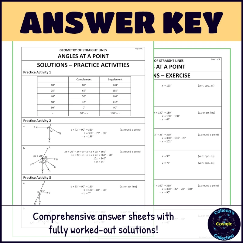 Angles at a point answer key