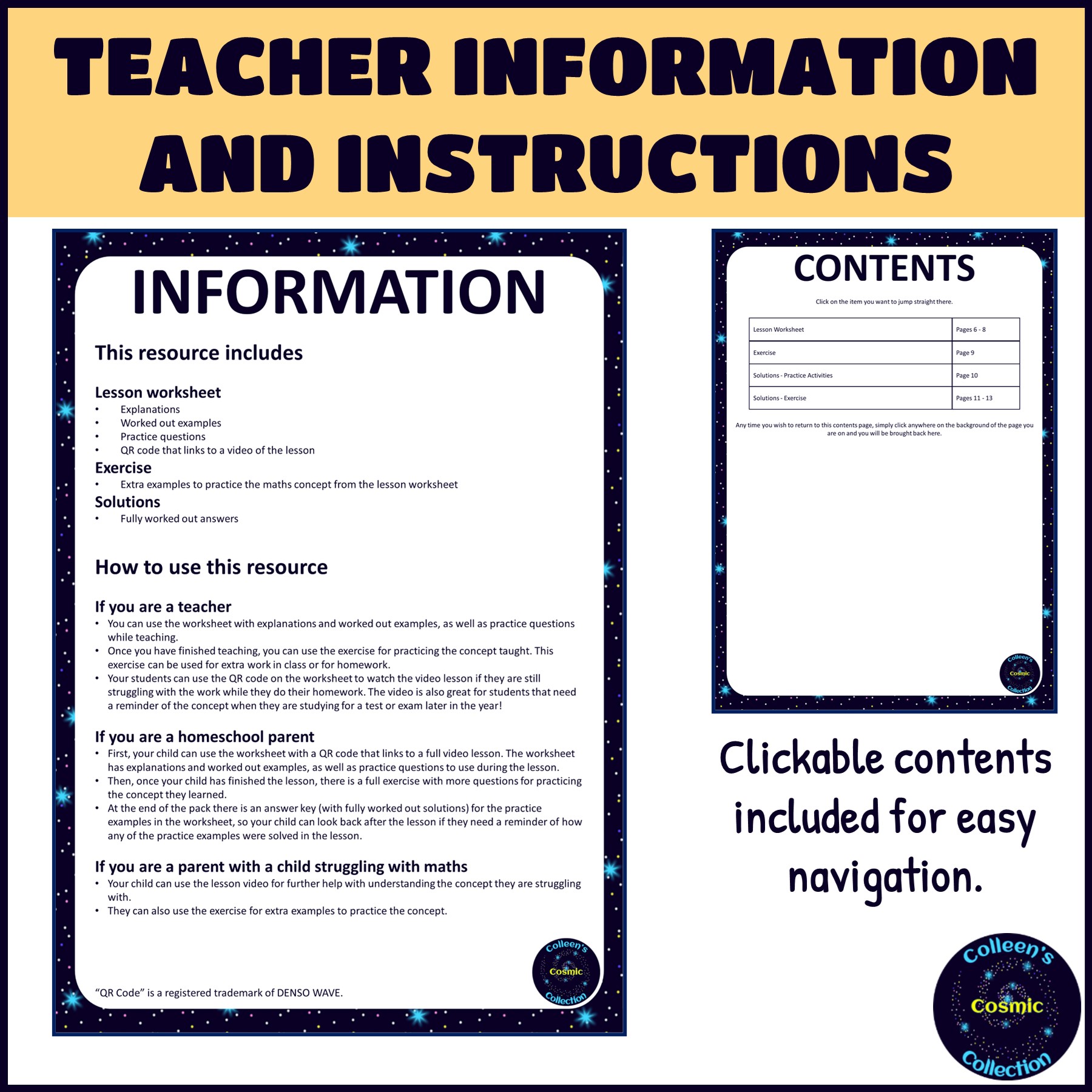 Grade 8 term 3 maths lessons and tests bundle teacher information