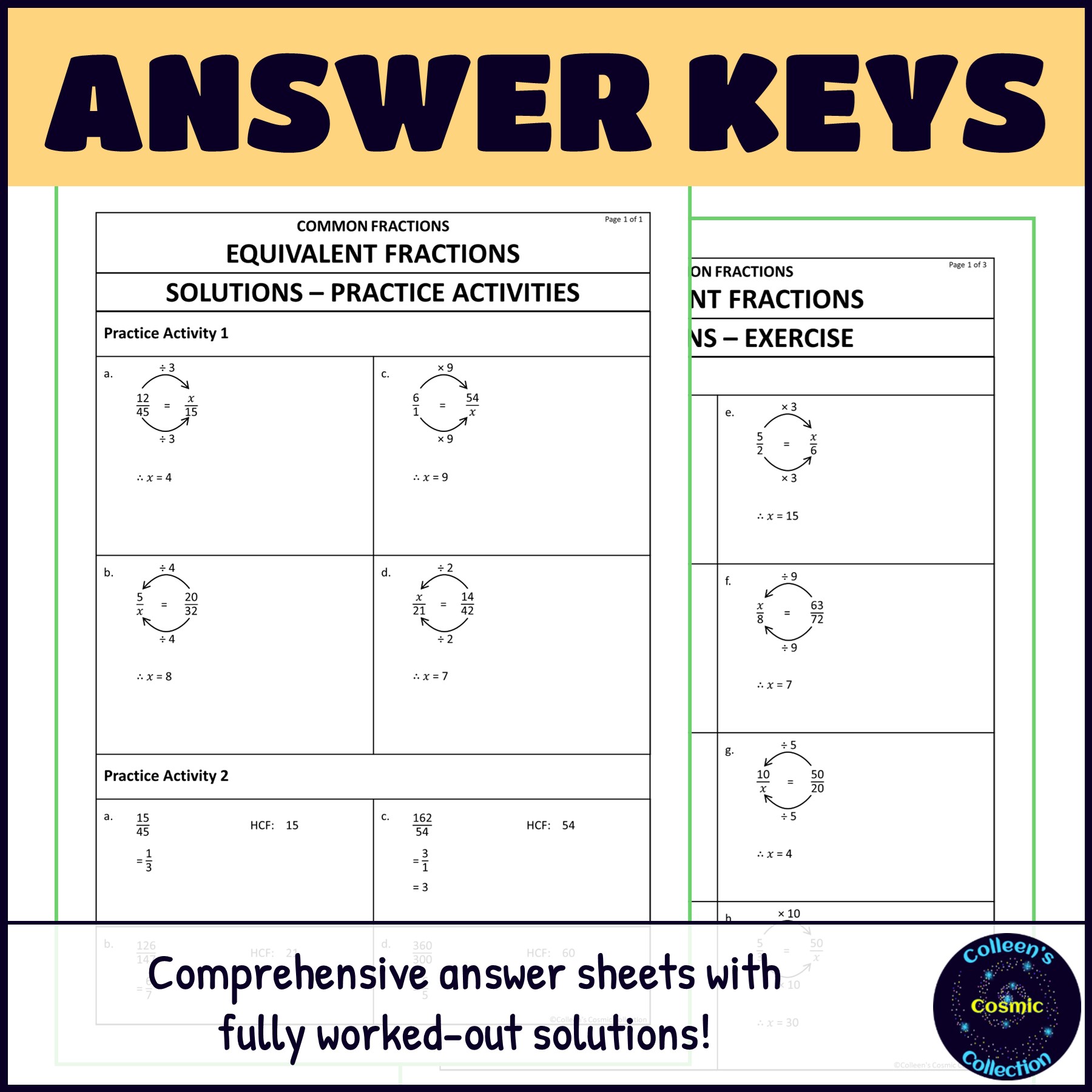 Grade 8 term 3 maths lessons and tests bundle answer keys