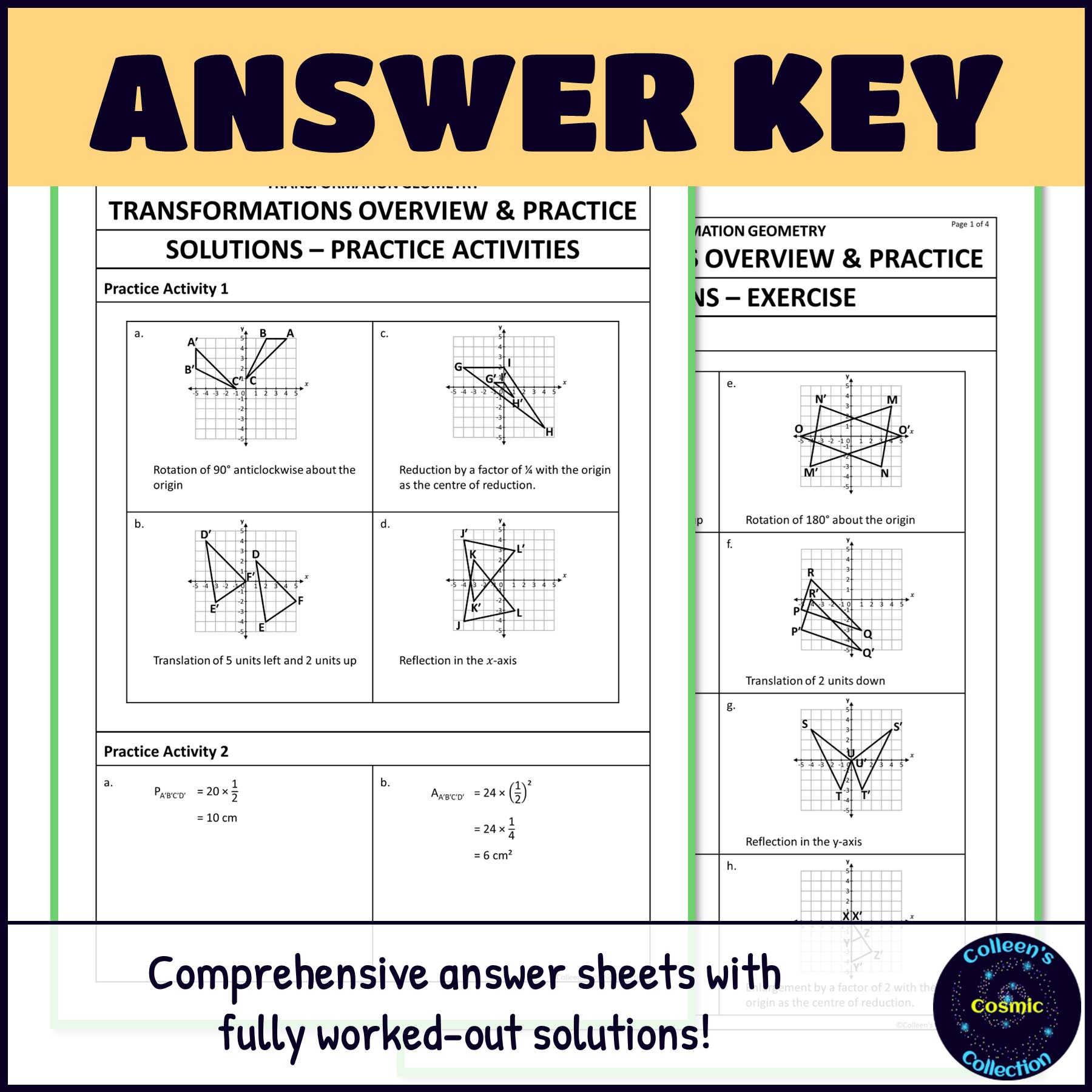 Transformation Geometry Overview and Practice answer key