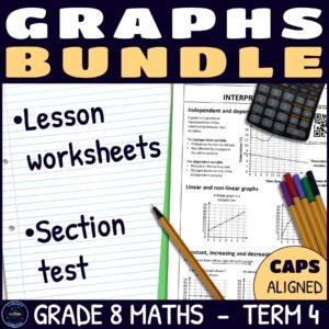 Grade 8 Maths Term 3 Graphs Lessons and Assessments BUNDLE