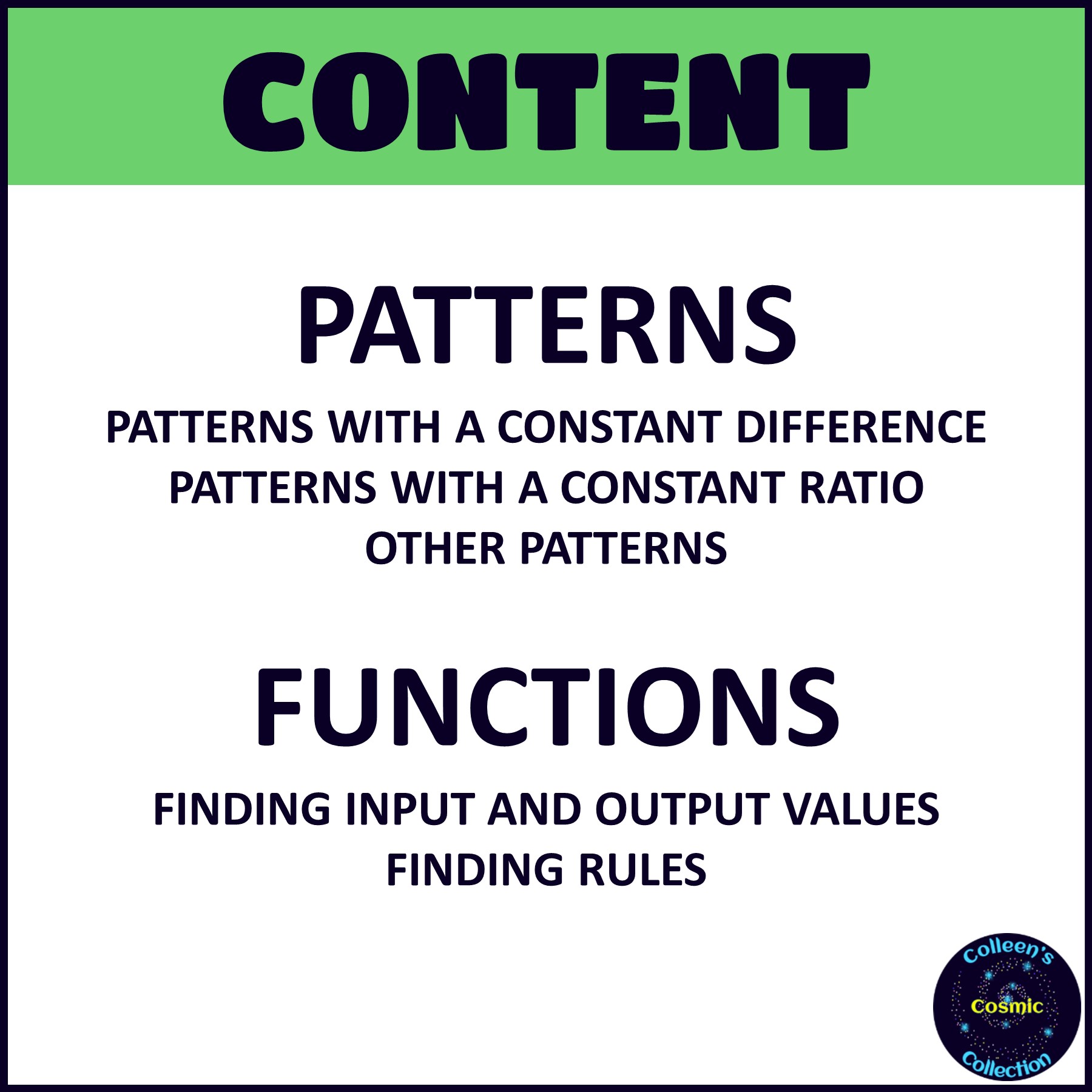 Grade 9 Maths Term 1 Patterns and Functions content