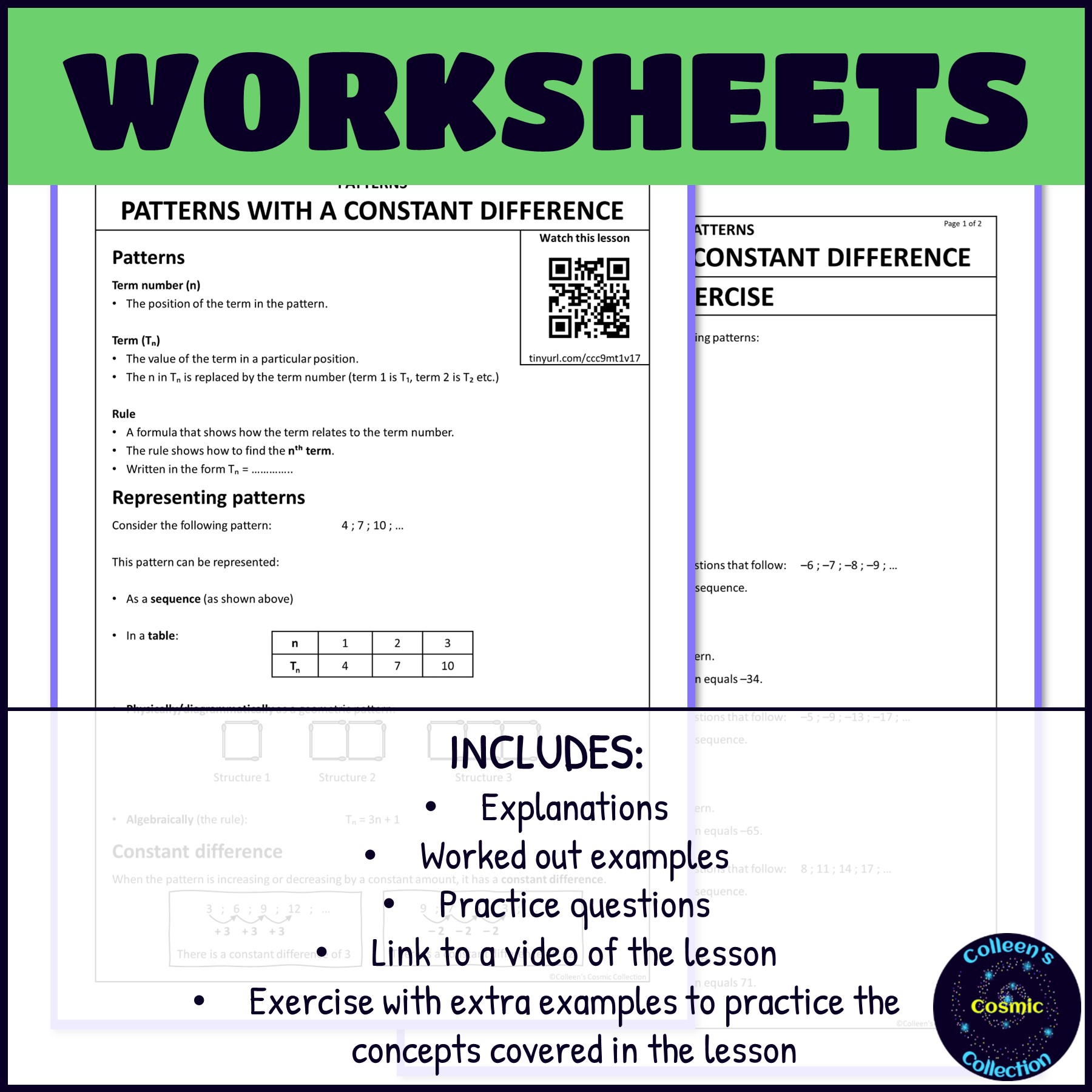 Grade 9 Maths Term 1 Patterns and Functions worksheets