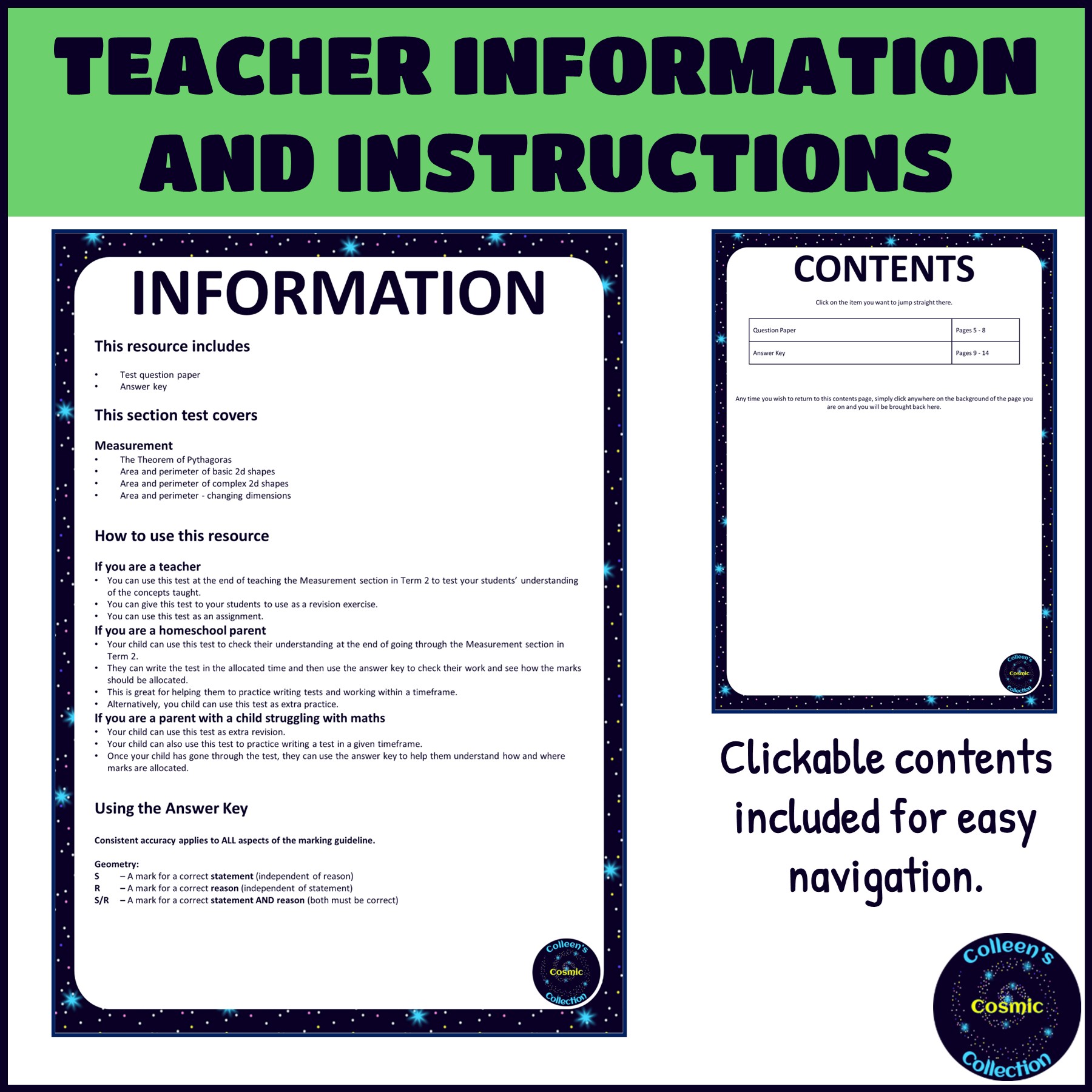 measurement test teacher information