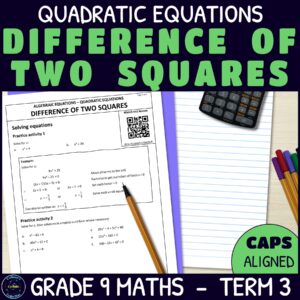 Quadratic Equations with Difference of Two Squares