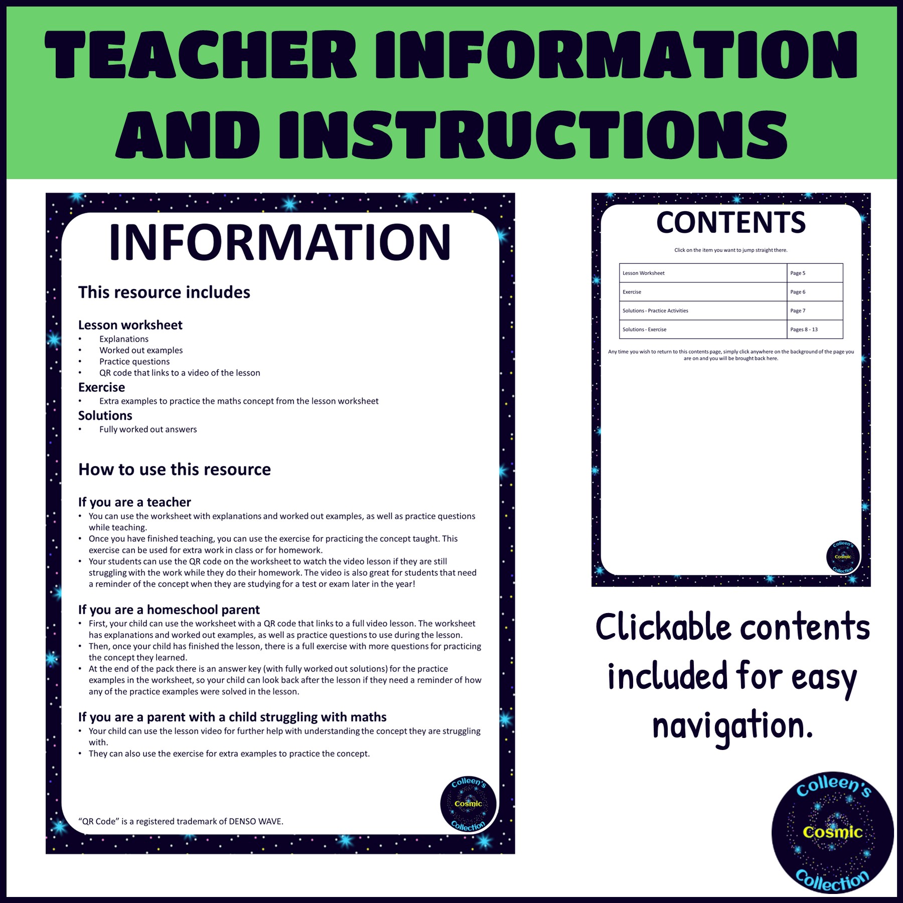 Quadratic Equations with Difference of Two Squares teacher information