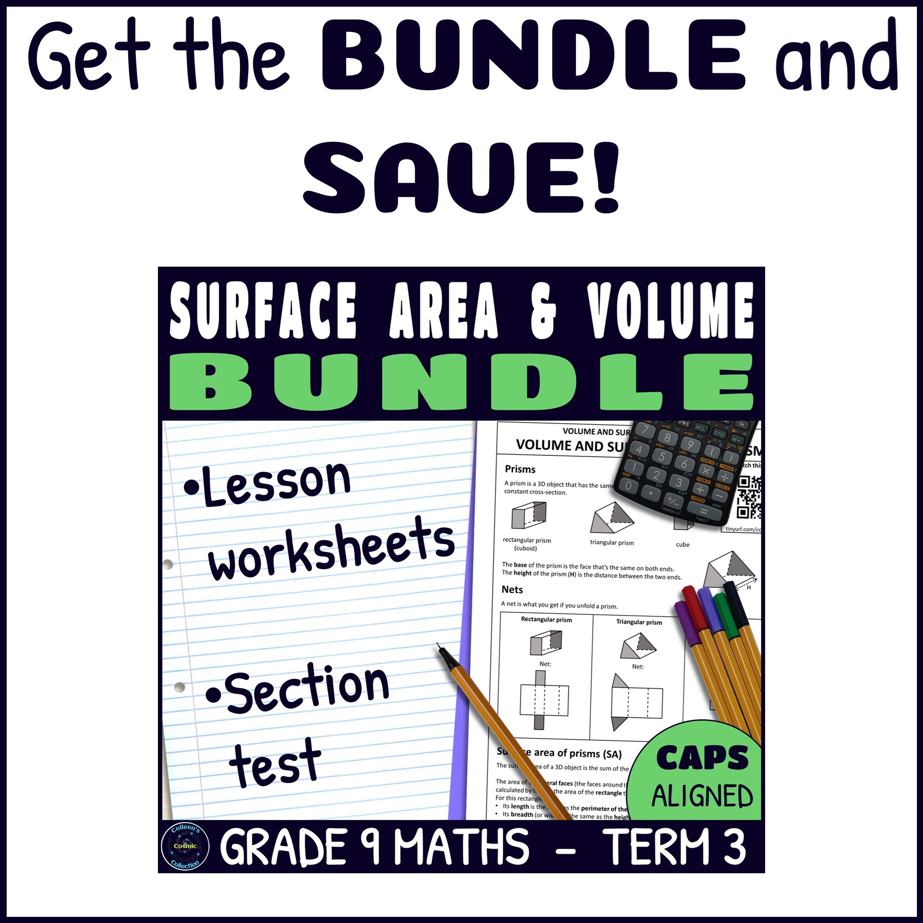 Surface Area and Volume of Prisms save with the bundle